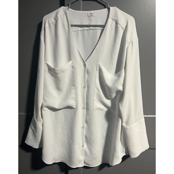 Aritzia Wilfred Womens Zelle Button Down Oversized Long Sleeve White Medium - Picture 1 of 7